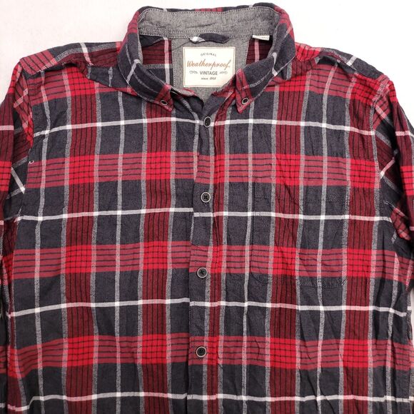 Weatherproof Tartan Flannel Casual Button Up Shirt Mens Size Medium M Red - Picture 1 of 10